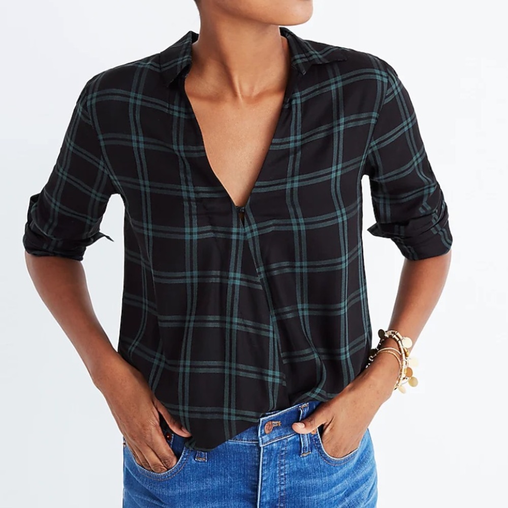 Madewell Wrap-Front Shirt in Palma Plaid